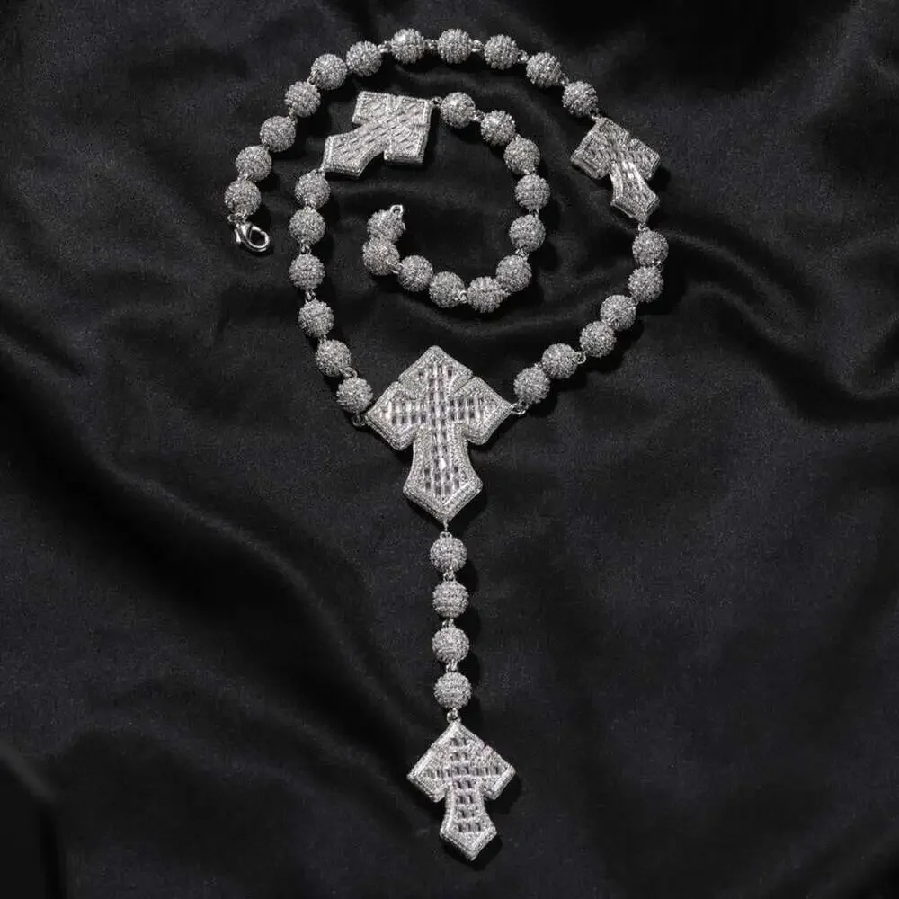 Silver Cross Necklace With Zirconia 89 D 6